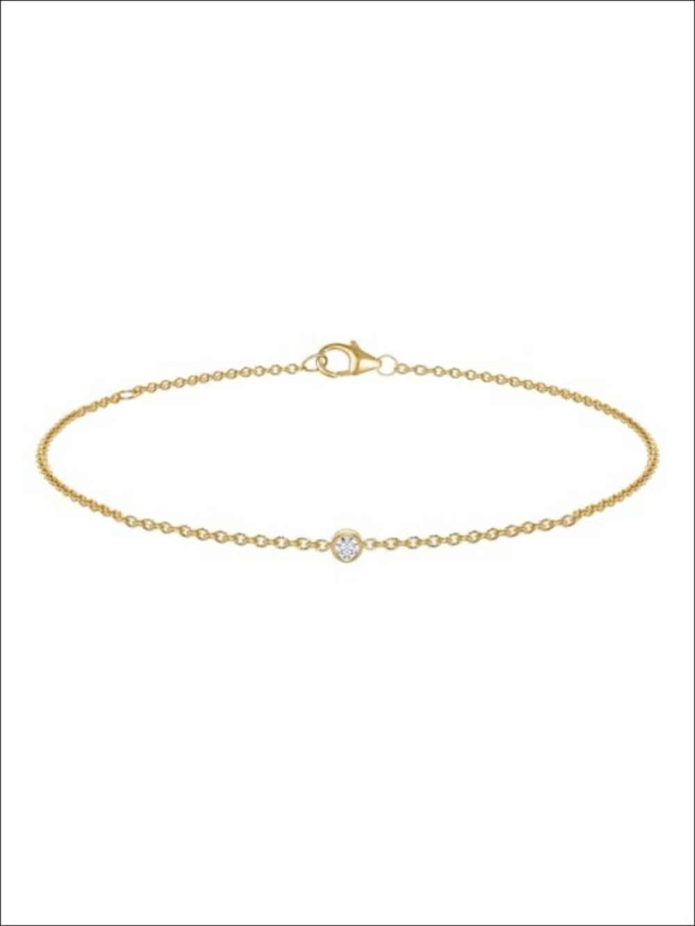10K Yellow Gold Labgrown Diamond Bezel Bracelet Adjustable Chain